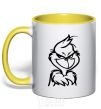 Mug with a colored handle The Christmas kidnapper yellow фото