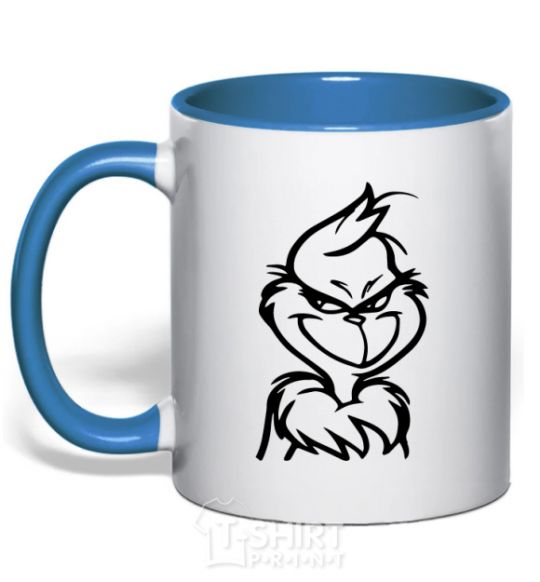 Mug with a colored handle The Christmas kidnapper royal-blue фото