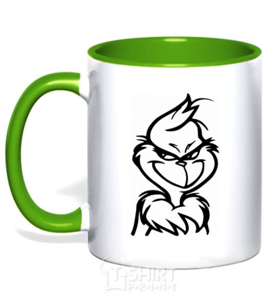 Mug with a colored handle The Christmas kidnapper kelly-green фото