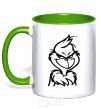 Mug with a colored handle The Christmas kidnapper kelly-green фото