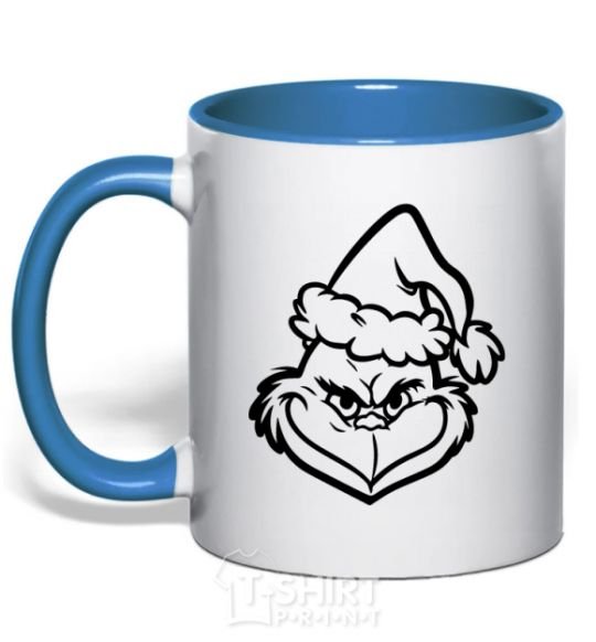 Mug with a colored handle The Christmas caped kidnapper royal-blue фото
