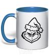 Mug with a colored handle The Christmas caped kidnapper royal-blue фото