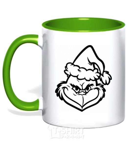 Mug with a colored handle The Christmas caped kidnapper kelly-green фото