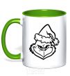 Mug with a colored handle The Christmas caped kidnapper kelly-green фото