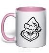 Mug with a colored handle The Christmas caped kidnapper light-pink фото