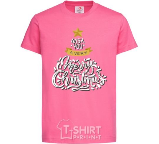 Детская футболка Wish you a very merry Christmas tree Ярко-розовый фото