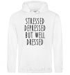 Men`s hoodie Stressed depressed but well dressed White фото