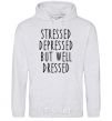 Men`s hoodie Stressed depressed but well dressed sport-grey фото