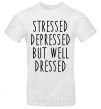 Men's T-Shirt Stressed depressed but well dressed White фото