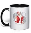 Mug with a colored handle DJ Santa black фото