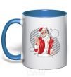 Mug with a colored handle DJ Santa royal-blue фото
