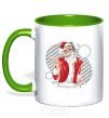 Mug with a colored handle DJ Santa kelly-green фото