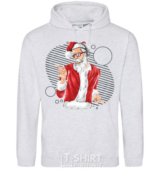 Men`s hoodie DJ Santa sport-grey фото