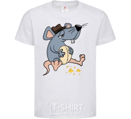 Kids T-shirt Mr. Mouse ate cheese White фото