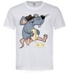Men's T-Shirt Mr. Mouse ate cheese White фото