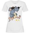 Women's T-shirt Mr. Mouse ate cheese White фото