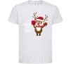 Kids T-shirt Happe New Year deer in red hat White фото