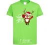 Kids T-shirt Happe New Year deer in red hat orchid-green фото