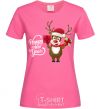 Женская футболка Happe New Year deer in red hat Ярко-розовый фото