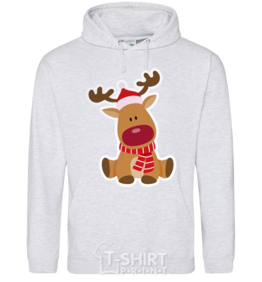 Men`s hoodie A deer sits sport-grey фото