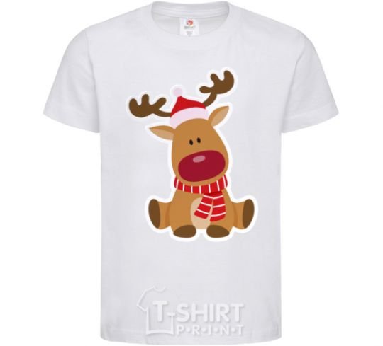 Kids T-shirt A deer sits White фото