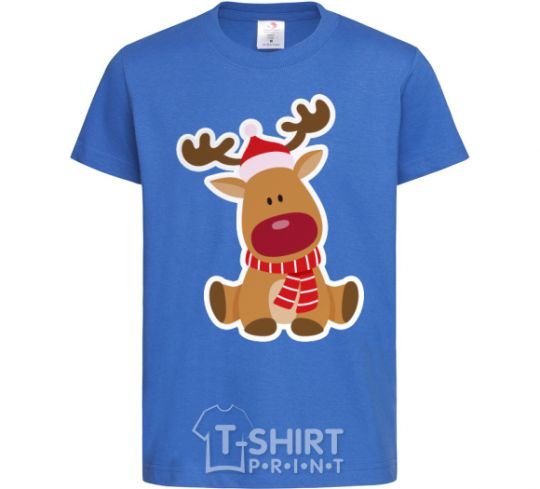 Kids T-shirt A deer sits royal-blue фото