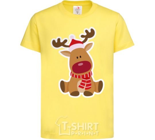 Kids T-shirt A deer sits cornsilk фото