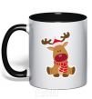 Mug with a colored handle A deer sits black фото