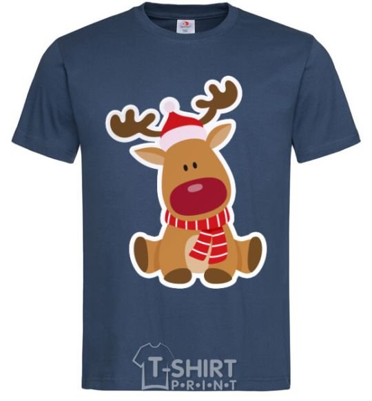 Men's T-Shirt A deer sits navy-blue фото