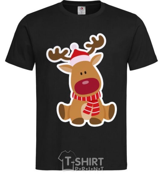 Men's T-Shirt A deer sits black фото