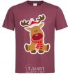 Men's T-Shirt A deer sits burgundy фото