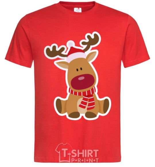 Men's T-Shirt A deer sits red фото