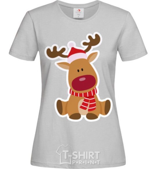 Women's T-shirt A deer sits grey фото