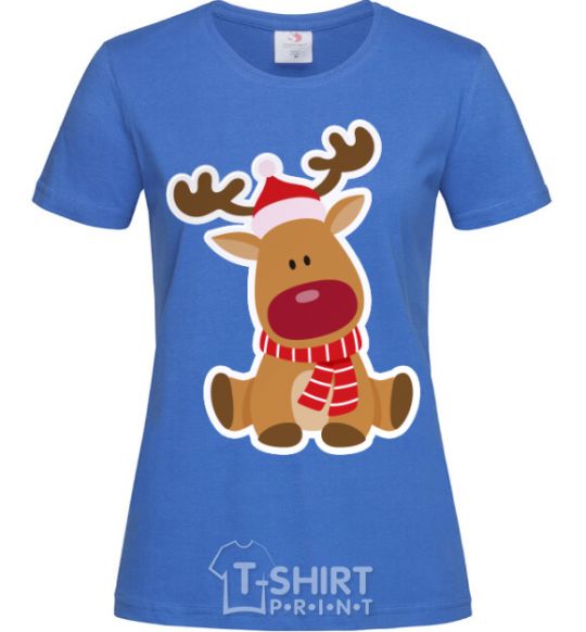 Women's T-shirt A deer sits royal-blue фото