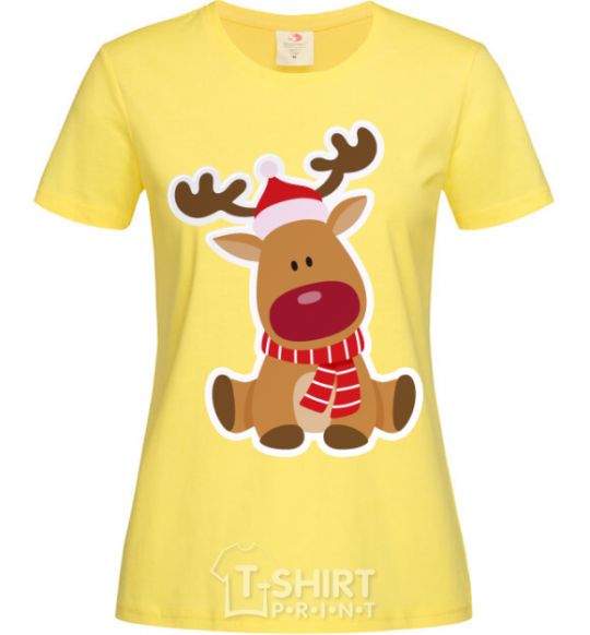 Women's T-shirt A deer sits cornsilk фото
