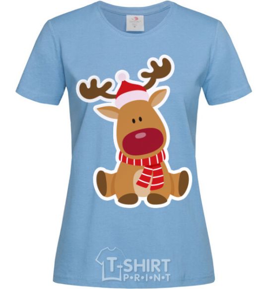 Women's T-shirt A deer sits sky-blue фото