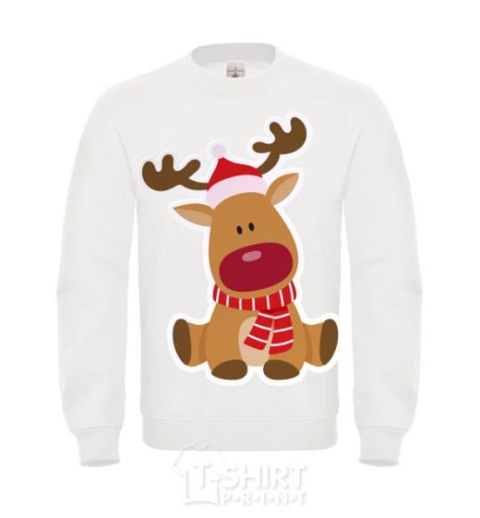 Sweatshirt A deer sits White фото