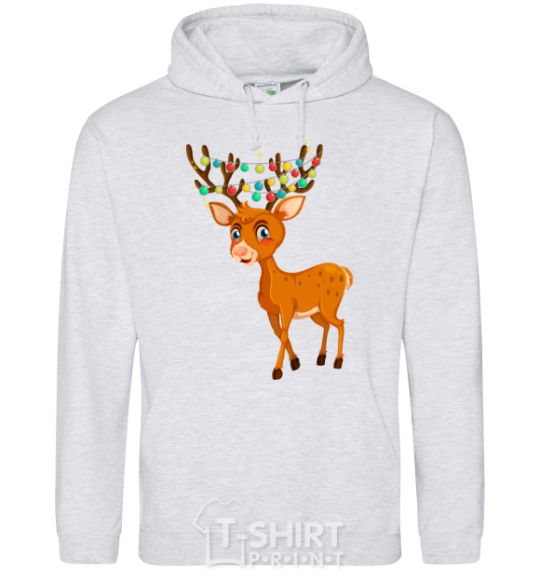 Men`s hoodie Reindeer with garland sport-grey фото