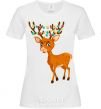 Women's T-shirt Reindeer with garland White фото
