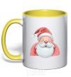 Mug with a colored handle Portrait of Santa Claus yellow фото