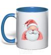 Чашка с цветной ручкой Портрет Деда Мороза Ярко-синий фото