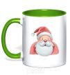 Mug with a colored handle Portrait of Santa Claus kelly-green фото