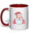 Mug with a colored handle Portrait of Santa Claus red фото