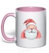 Mug with a colored handle Portrait of Santa Claus light-pink фото