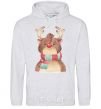 Men`s hoodie A reindeer in a scarf sport-grey фото