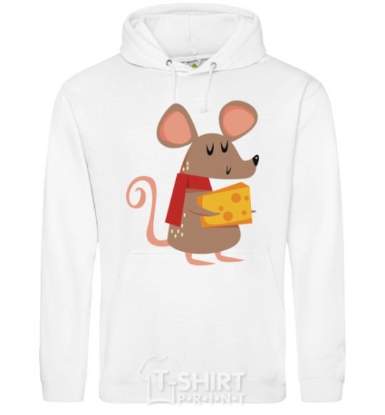 Men`s hoodie The mouse and the cheese White фото