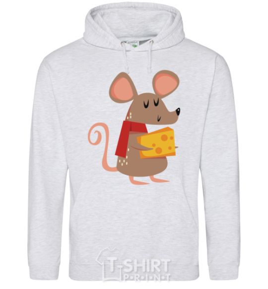 Men`s hoodie The mouse and the cheese sport-grey фото