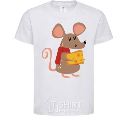 Kids T-shirt The mouse and the cheese White фото