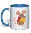 Mug with a colored handle The mouse and the cheese royal-blue фото