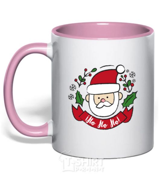 Чашка с цветной ручкой Ho Ho Ho Santa Нежно розовый фото